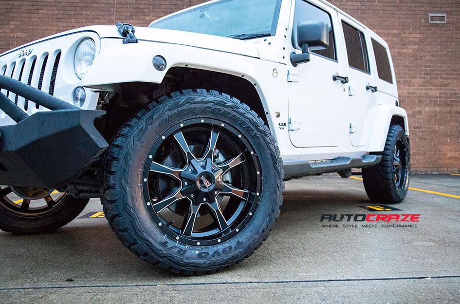 JEEP WRANGLER MO970 SATIN BLACK MILLED ACCENTS